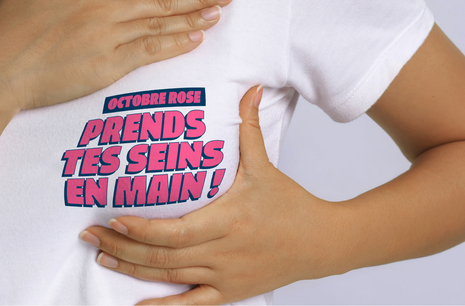 T-shirt Femme "Palpe Tes Citrouilles" Octobre Rose - Sensibilisation Cancer Du Sein, Humour Engagé - Col En V, Manches Courtes